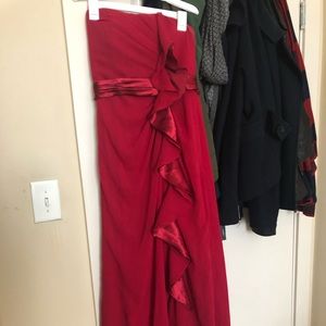 Strapless David’s Bridal Long Red Dress